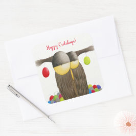 Cute Holiday Owl Vierkante Sticker