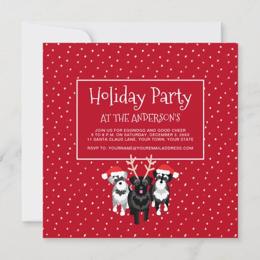 Cute Holiday Party Invitations with Schnauzers (Achterkant)