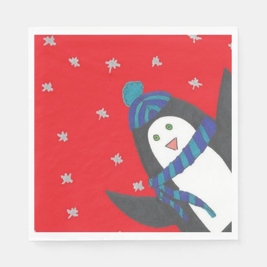 Cute Holiday Penguin Servet (Voorkant)