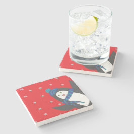 Cute Holiday Penguin Stenen Onderzetter