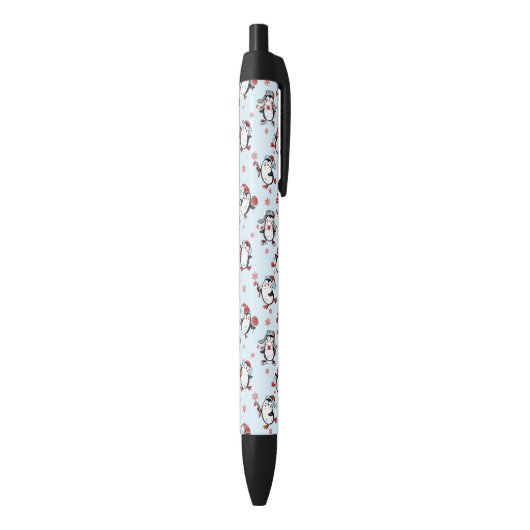 Cute Holiday Penguin Zwarte Inkt Pen (Achterkant (Verticaal))