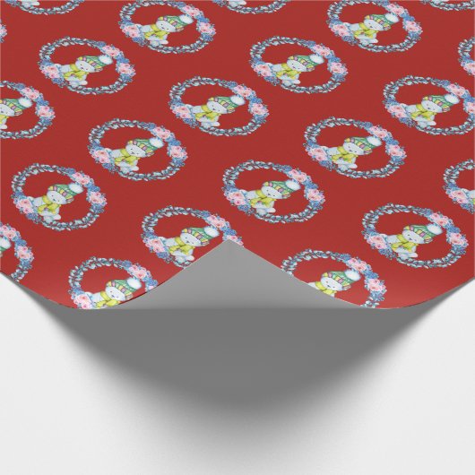 Cute Holiday Polar Beer Floral Wreater Kerstmis Cadeaupapier (Hoek)