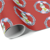 Cute Holiday Polar Beer Floral Wreater Kerstmis Cadeaupapier (Rol Hoek)