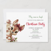 Cute holiday reindeer peeking kids event invite kaart (Voorkant)