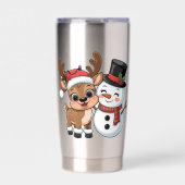 Cute Holiday Reindeer & Snowman Geïsoleerde Drinkbeker (Voorkant)