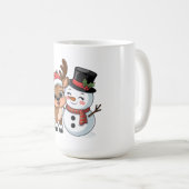 Cute Holiday Reindeer & Snowman Koffiemok (Voorkant rechts)