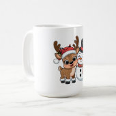 Cute Holiday Reindeer & Snowman Koffiemok (Voorkant links)