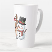 Cute Holiday Reindeer & Snowman Latte Mok (Rechterhoek)