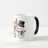 Cute Holiday Reindeer & Snowman Magische Mok (Voorkant rechts)