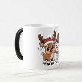 Cute Holiday Reindeer & Snowman Magische Mok (Voorkant links)