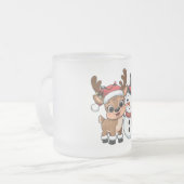 Cute Holiday Reindeer & Snowman Matglas Koffiemok (Voorkant links)