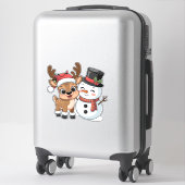 Cute Holiday Reindeer & Snowman Sticker (Koffer)