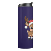 Cute Holiday Reindeer & Snowman Thermosbeker (Gedraaid links)