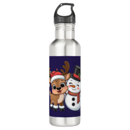 Cute Holiday Reindeer & Snowman Waterfles