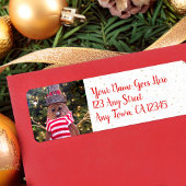 Cute Holiday Rustic Log Snowman Custom Name Script Etiket