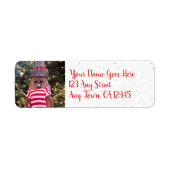 Cute Holiday Rustic Log Snowman Custom Name Script Etiket (Voorkant)