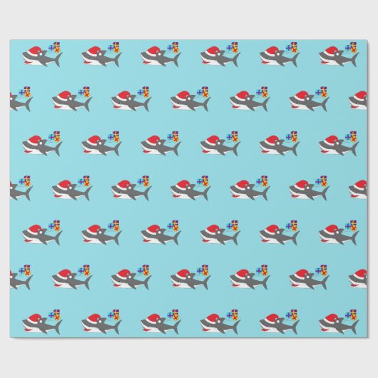 Cute Holiday Shark Cadeaupapier (Vlak)