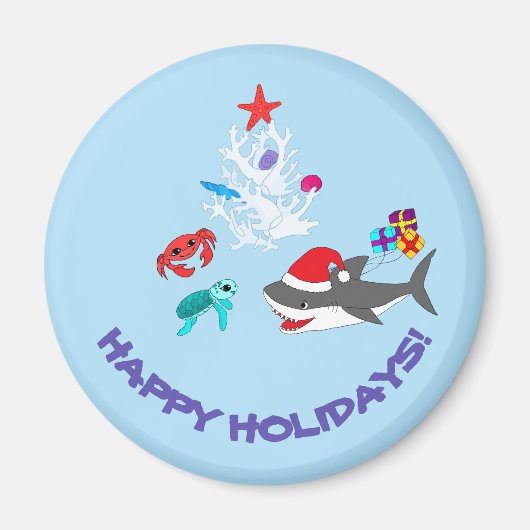 Cute Holiday Shark Magnet (Voorkant)