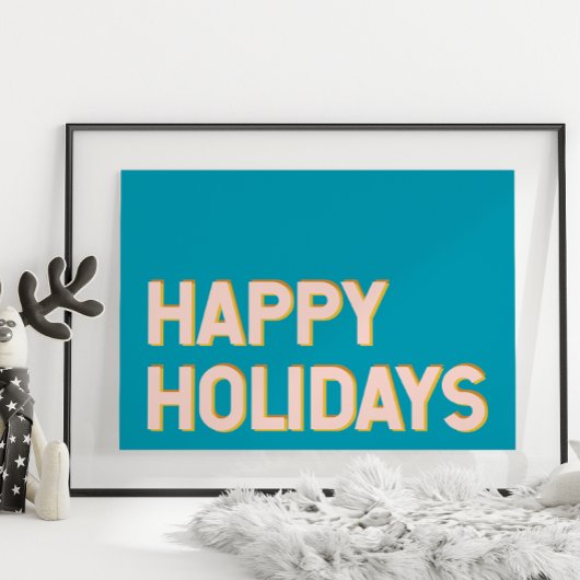 Cute Holiday Simple Typography Pink and Blue Poster