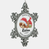 Cute Holiday Sloth Baby's Eerste Kerstmis Tin Sneeuwvlok Ornament (Links)