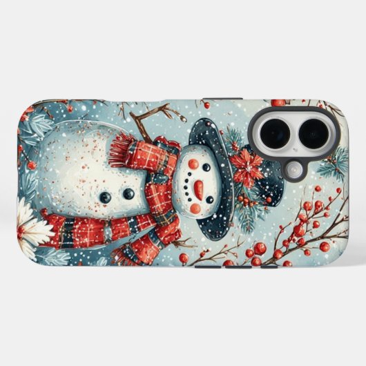 Cute Holiday Snowman Case-Mate iPhone Case (Achterkant (horizontaal))