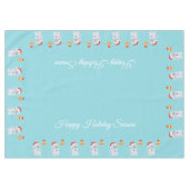 Cute Holiday Snowman en Golden Ball on Light Blauw Tafelkleed (Voorkant (Horizontaal))