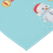 Cute Holiday Snowman en Golden Ball on Light Blauw Tafelkleed (Gekanteld)