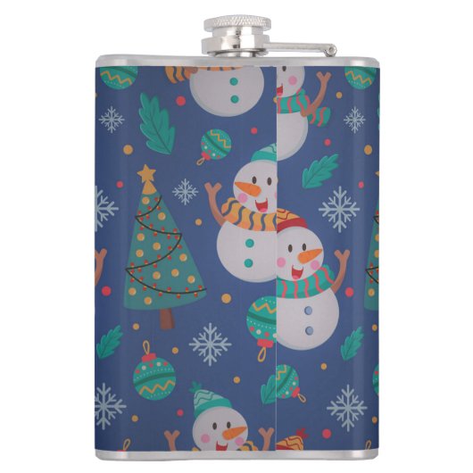 Cute Holiday Snowman Heupfles (Achterkant)