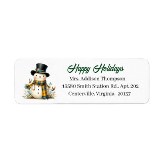 Cute Holiday Snowman Return Address Label