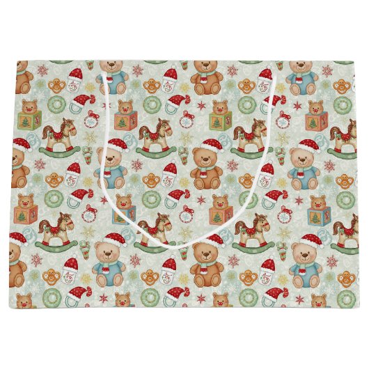 Cute Holiday Toys Gift Bag Groot Cadeauzakje (Voorkant)