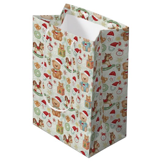 Cute Holiday Toys Gift Bag Medium Cadeauzakje (Voorkant Gekanteld)