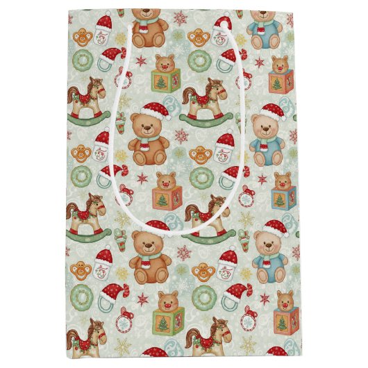 Cute Holiday Toys Gift Bag Medium Cadeauzakje (Voorkant)