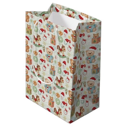 Cute Holiday Toys Gift Bag Medium Cadeauzakje (Achterkant Gekanteld)