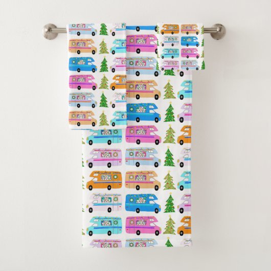 Cute Holiday Xmas RV Camper Motorhome Kerstmis Bad Handdoek (Insitu)