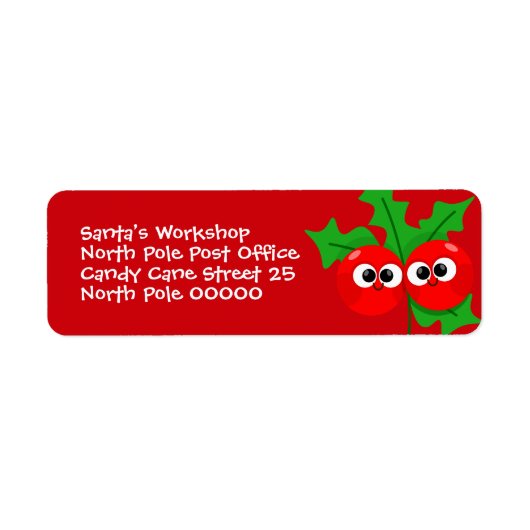 Cute Holly Berry Kids Christmas Address Label (Voorkant)