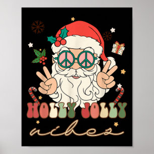 Cute Holly Kerstfeest Jolly Vibes Hippie Santa Win Poster