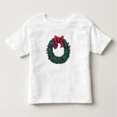 Cute Holly Wreath met Red Bow Kinder Shirts (Voorkant)