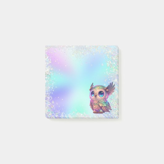 Cute Holografische Magische Uil Post-it® Notes (Voorkant)