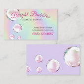 Cute Holographic Bubbles Maid Cleaning Service Visitekaartje (Voorkant / Achterkant)