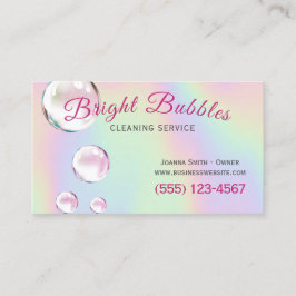 Cute Holographic Bubbles Maid Cleaning Service Visitekaartje