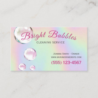 Cute Holographic Bubbles Maid Cleaning Service Visitekaartje