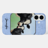 Cute Holstein Calf & Koe Sky Blue Case-Mate iPhone Case (Achterkant (horizontaal))