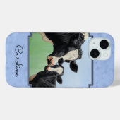 Cute Holstein Calf & Koe Sky Blue Case-Mate iPhone Case (Achterkant (horizontaal))