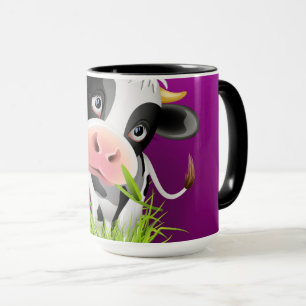 Cute Holstein-koeiengras boven paars Mok