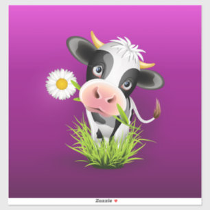 Cute Holstein-koeiengras boven paars Sticker