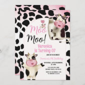 Cute Holy Cow Moo Moo Any Age Birthday Party Kaart (Voorkant / Achterkant)