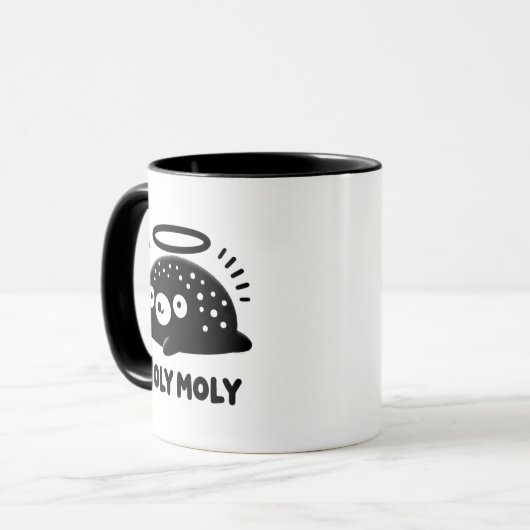 Cute “Holy Moly” Angel Mole Mug – Funny Animal  Mok (Voorkant links)