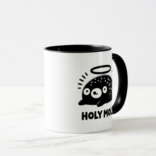 Cute “Holy Moly” Angel Mole Mug – Funny Animal  Mok (Voorkant rechts)