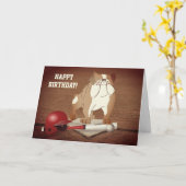 Cute Home Bord Baseball Bulldog Happy Birthday Kaart (Gele Bloem)