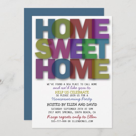 Cute Home Sweet Home Housewarming Invitations Kaart (Voorkant / Achterkant)
